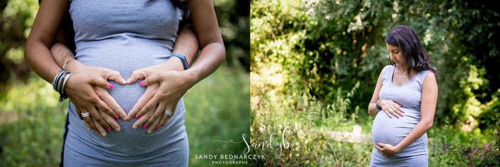 ventre rond et coeur avec les mains