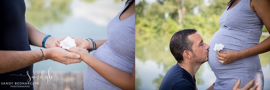 bisous sur le ventre de maman